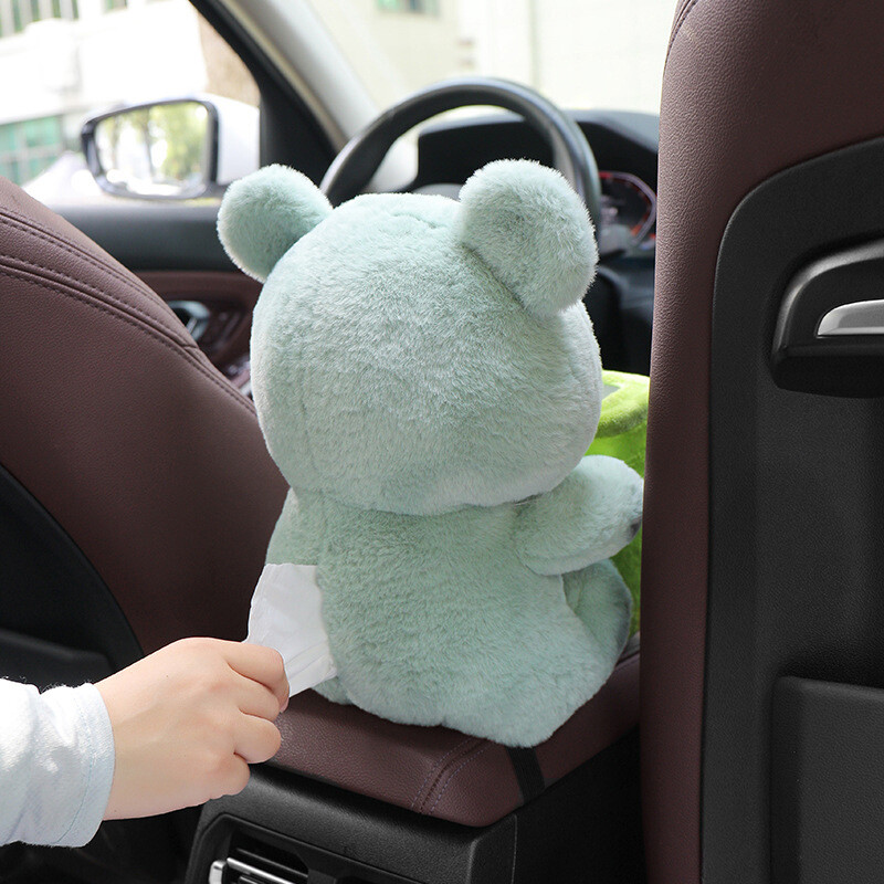 Automobilska kanta za smeće i kutija za papirnate maramice 2 u 1 slatka crtana plišana lutka sa stiliziranim životinjama Torba za pohranu Organizator interijera automobila Džepni pribor