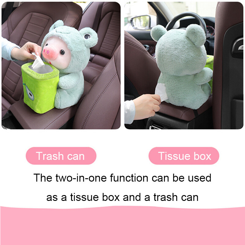 Automobilska kanta za smeće i kutija za papirnate maramice 2 u 1 slatka crtana plišana lutka sa stiliziranim životinjama Torba za pohranu Organizator interijera automobila Džepni pribor