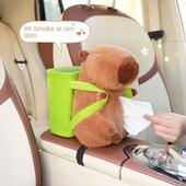 Animacinio filmo miela pliušinė lėlė kapybara mašininio audinio dėžutė šiukšliadėžė Animacinis filmas mielas pliušinis automobilio porankio dėžutė popierinės dėžutės laikymo kibiras