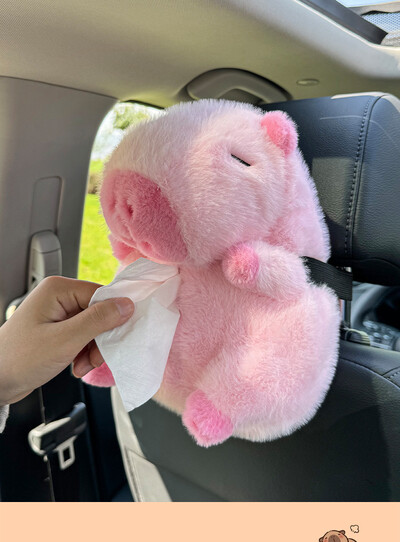 Animacinio filmo miela pliušinė lėlė kapybara mašininio audinio dėžutė šiukšliadėžė Animacinis filmas mielas pliušinis automobilio porankio dėžutė popierinės dėžutės laikymo kibiras