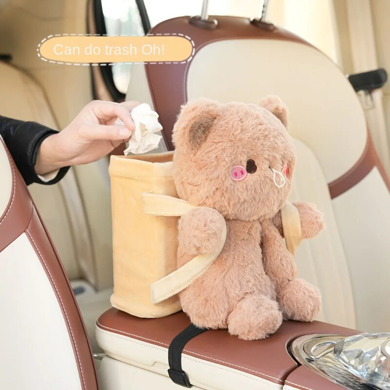 Animacinio filmo miela pliušinė lėlė kapybara mašininio audinio dėžutė šiukšliadėžė Animacinis filmas mielas pliušinis automobilio porankio dėžutė popierinės dėžutės laikymo kibiras