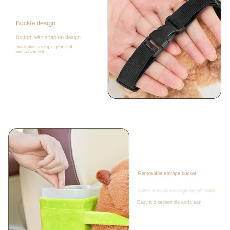 Animacinio filmo miela pliušinė lėlė kapybara mašininio audinio dėžutė šiukšliadėžė Animacinis filmas mielas pliušinis automobilio porankio dėžutė popierinės dėžutės laikymo kibiras