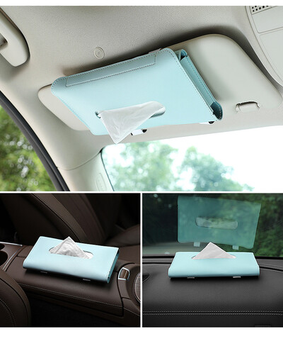 1 τεμ. Universal Car Sun Visor Hanging Tissue Box Holding PU Δερμάτινο κουτί χαρτομάντηλου αυτοκινήτου Αξεσουάρ διακόσμησης εσωτερικού χώρου αποθήκευσης αυτοκινήτου