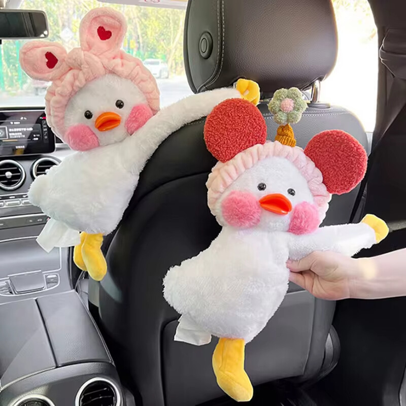 1gab Auto salvetes kaste radoša cute auto salona apdare pīļu lelles auto papīra kaste lietošanai automašīnā