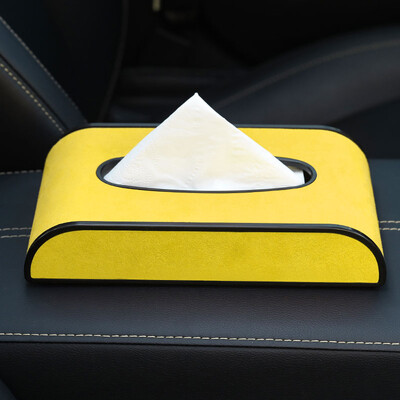 Cutie de șervețele pentru mașină nouă, piele de căprioară, sertar hârtie avansată Parasolar tip agățat consola centrală cutie cotieră universală