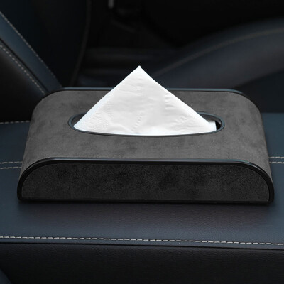 Cutie de șervețele pentru mașină nouă, piele de căprioară, sertar hârtie avansată Parasolar tip agățat consola centrală cutie cotieră universală