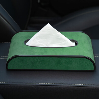 Cutie de șervețele pentru mașină nouă, piele de căprioară, sertar hârtie avansată Parasolar tip agățat consola centrală cutie cotieră universală