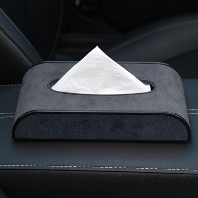 Cutie de șervețele pentru mașină nouă, piele de căprioară, sertar hârtie avansată Parasolar tip agățat consola centrală cutie cotieră universală