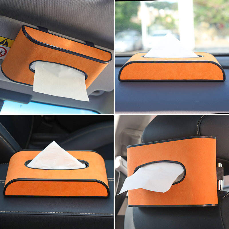 Cutie de șervețele pentru mașină nouă, piele de căprioară, sertar hârtie avansată Parasolar tip agățat consola centrală cutie cotieră universală