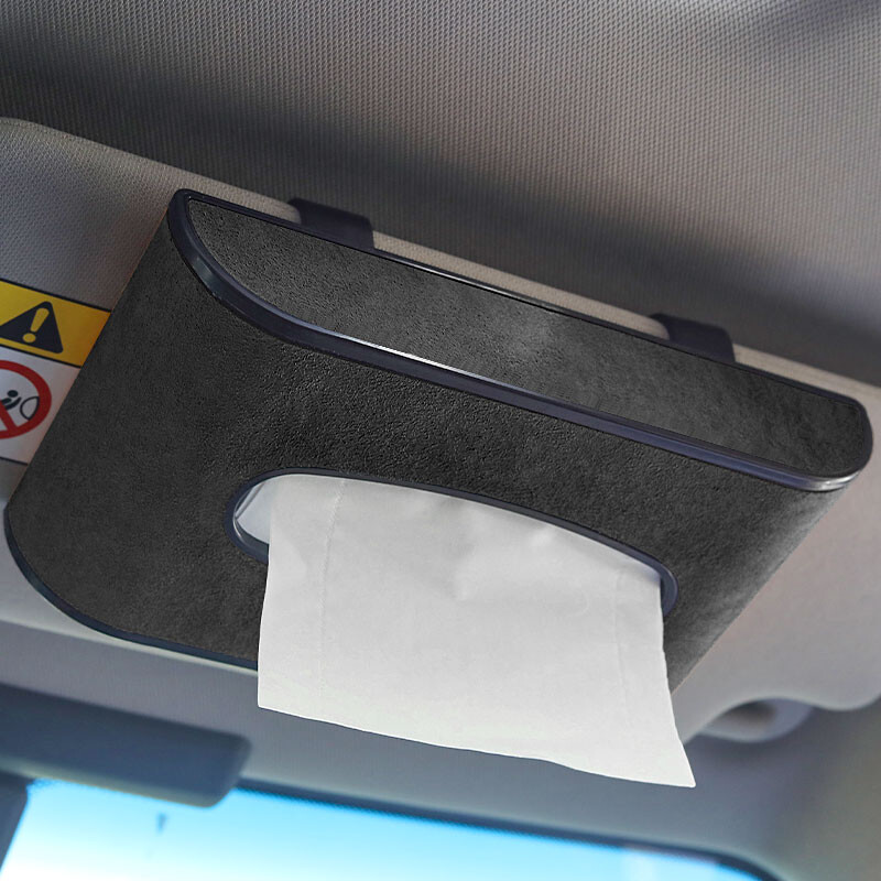 Cutie de șervețele pentru mașină nouă, piele de căprioară, sertar hârtie avansată Parasolar tip agățat consola centrală cutie cotieră universală