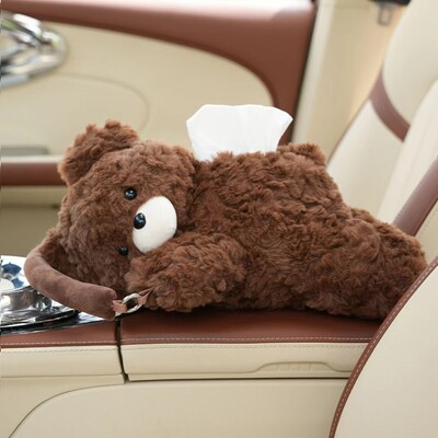 1 vnt Universalus automobilinis audinių kabyklos lėlė mielas audinių laikiklis pliušinis transporto priemonės audinių dėklo servetėlių dozatorius, skirtas Tesla Model 3 y interjerui