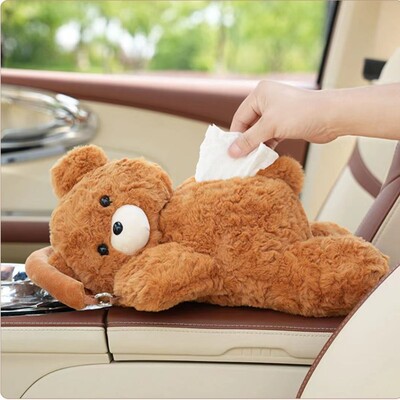 1 vnt Universalus automobilinis audinių kabyklos lėlė mielas audinių laikiklis pliušinis transporto priemonės audinių dėklo servetėlių dozatorius, skirtas Tesla Model 3 y interjerui