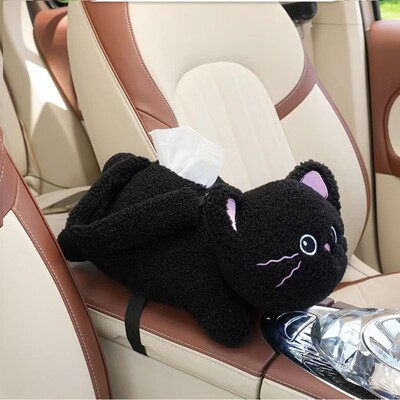 1 vnt Universalus automobilinis audinių kabyklos lėlė mielas audinių laikiklis pliušinis transporto priemonės audinių dėklo servetėlių dozatorius, skirtas Tesla Model 3 y interjerui