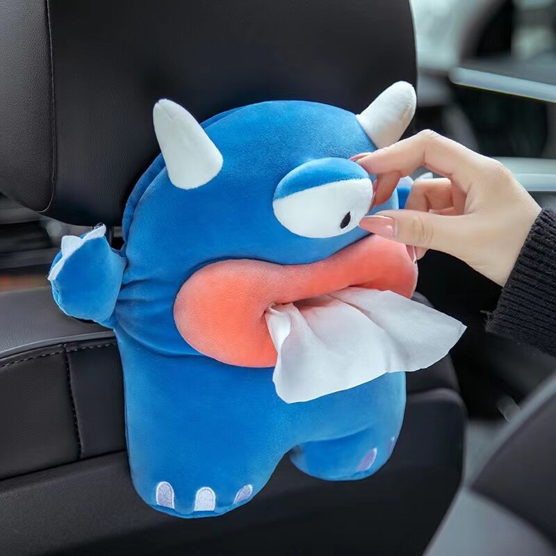 Dozator de batistă pe bancheta din spate a mașinii Broasca drăguț din pluș Cutie pentru suport pentru șervețele Cutie noutate pentru șervețele Umeraș pentru păpuși Organizator pentru vehicule