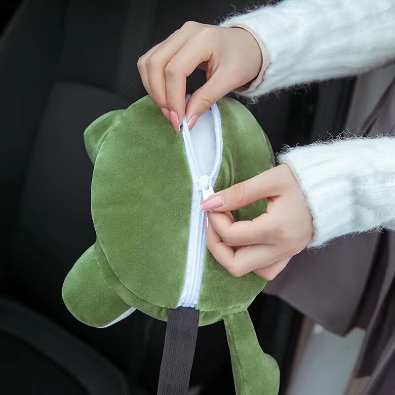Dozator de batistă pe bancheta din spate a mașinii Broasca drăguț din pluș Cutie pentru suport pentru șervețele Cutie noutate pentru șervețele Umeraș pentru păpuși Organizator pentru vehicule