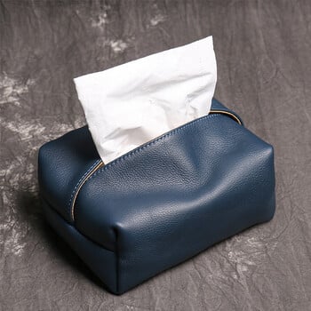 Car Tissue Box Χειροποίητο αυθεντικό γνήσιο δέρμα Υλικό τσέπης από δέρμα αγελάδας χαρτοπετσέτα αποθήκευσης Τσάντα αποθήκευσης Auto Organizer Εσωτερικά αξεσουάρ