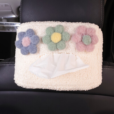 Slatki crtani plišani oblak Cvijeće Kutija za maramice za automobil Viseći držač za ubruse za stražnje sjedalo automobila Naslon za glavu Naslon za ruke Organizator za pohranu papira
