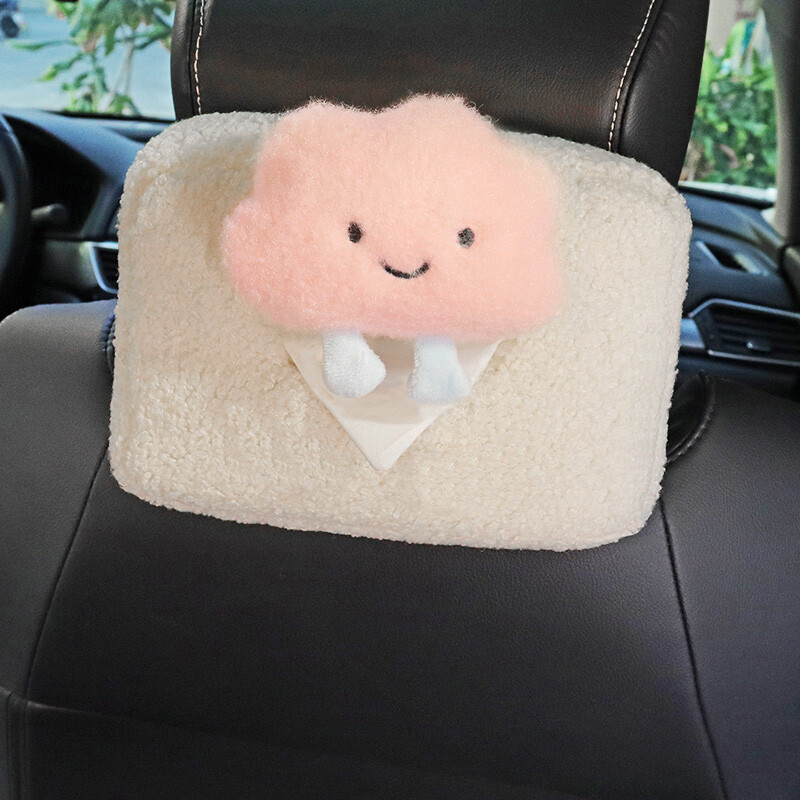 Slatki crtani plišani oblak Cvijeće Kutija za maramice za automobil Viseći držač za ubruse za stražnje sjedalo automobila Naslon za glavu Naslon za ruke Organizator za pohranu papira