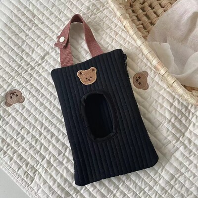 Miela automobilio pakabinimo servetėlių dėžutė medvilninė kūdikio drėgnų servetėlių maišelis Nešiojamų servetėlių laikiklio dėklas Daugkartinis kūdikio vežimėlio pakabinamas audinio maišelis