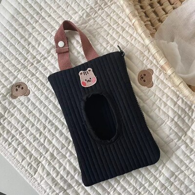 Miela automobilio pakabinimo servetėlių dėžutė medvilninė kūdikio drėgnų servetėlių maišelis Nešiojamų servetėlių laikiklio dėklas Daugkartinis kūdikio vežimėlio pakabinamas audinio maišelis