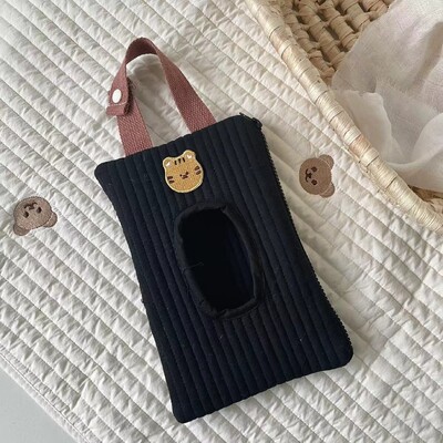 Miela automobilio pakabinimo servetėlių dėžutė medvilninė kūdikio drėgnų servetėlių maišelis Nešiojamų servetėlių laikiklio dėklas Daugkartinis kūdikio vežimėlio pakabinamas audinio maišelis