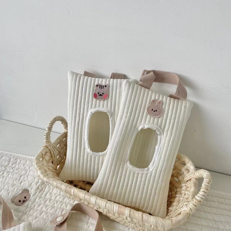 Miela automobilio pakabinimo servetėlių dėžutė medvilninė kūdikio drėgnų servetėlių maišelis Nešiojamų servetėlių laikiklio dėklas Daugkartinis kūdikio vežimėlio pakabinamas audinio maišelis