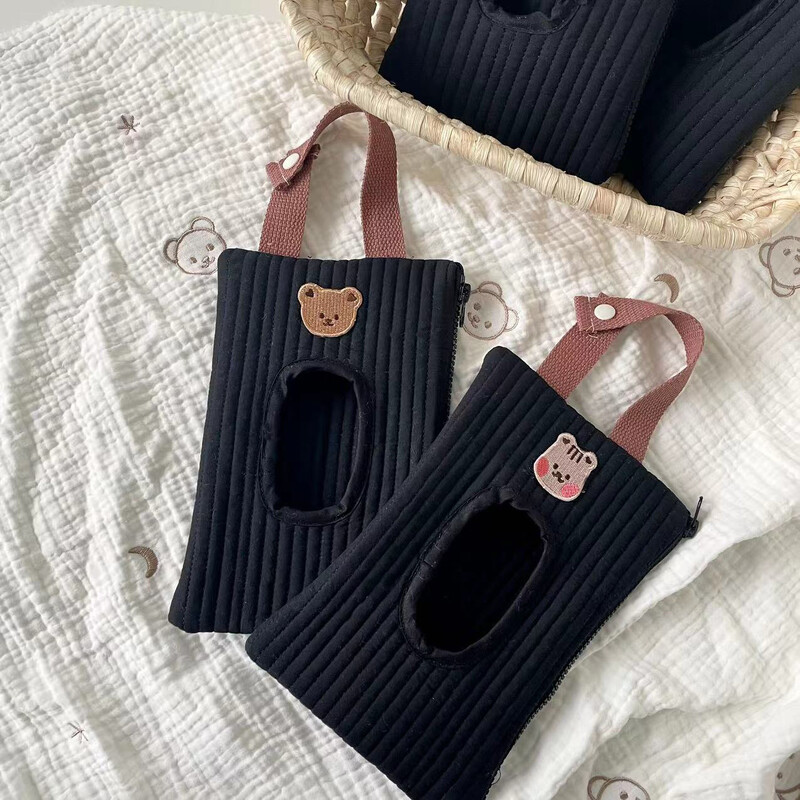 Miela automobilio pakabinimo servetėlių dėžutė medvilninė kūdikio drėgnų servetėlių maišelis Nešiojamų servetėlių laikiklio dėklas Daugkartinis kūdikio vežimėlio pakabinamas audinio maišelis