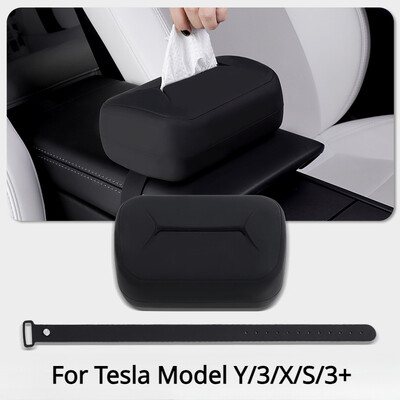 За Tesla Model Y/3/X/S/3+ Кутия за кърпички за кола Подлакътник Кутия за кърпички Скрита висулка Облегалка Хартиена торбичка Организация Интериорни аксесоари