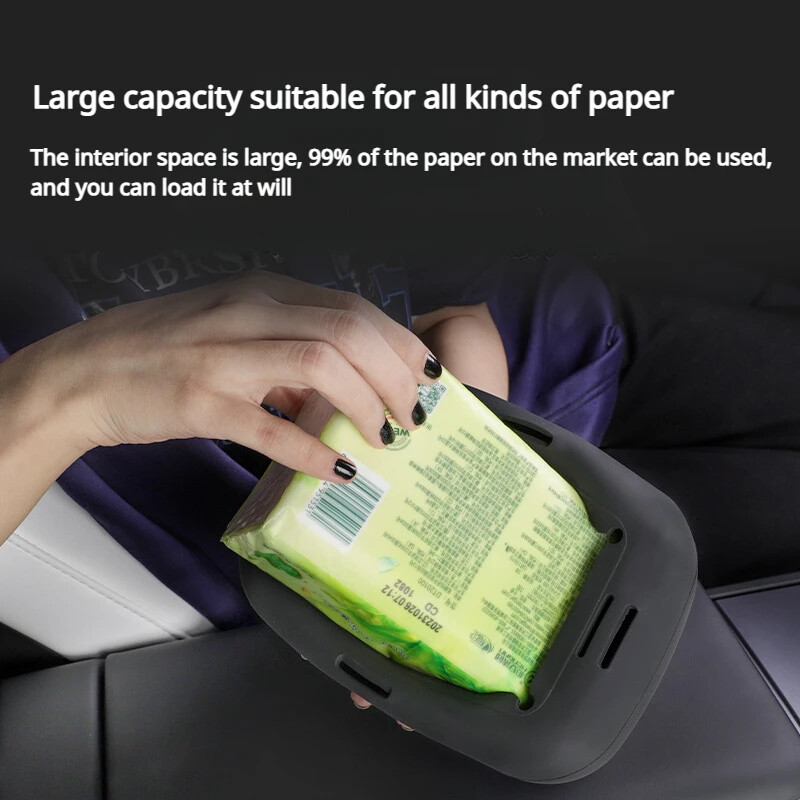 Skirta Tesla modeliui Y/3/X/S/3+ automobilio servetėlių dėžutės porankio servetėlių dėžutės paslėptam pakabinamam atlošo popieriniam maišeliui Organizacijos interjero priedai