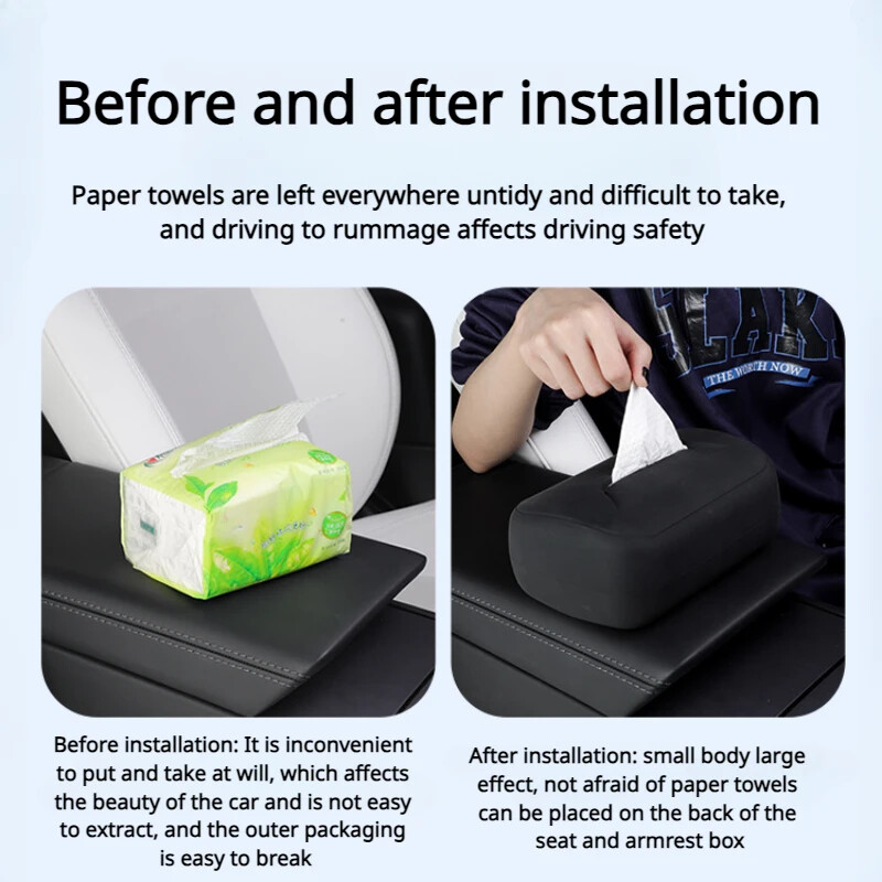 Skirta Tesla modeliui Y/3/X/S/3+ automobilio servetėlių dėžutės porankio servetėlių dėžutės paslėptam pakabinamam atlošo popieriniam maišeliui Organizacijos interjero priedai