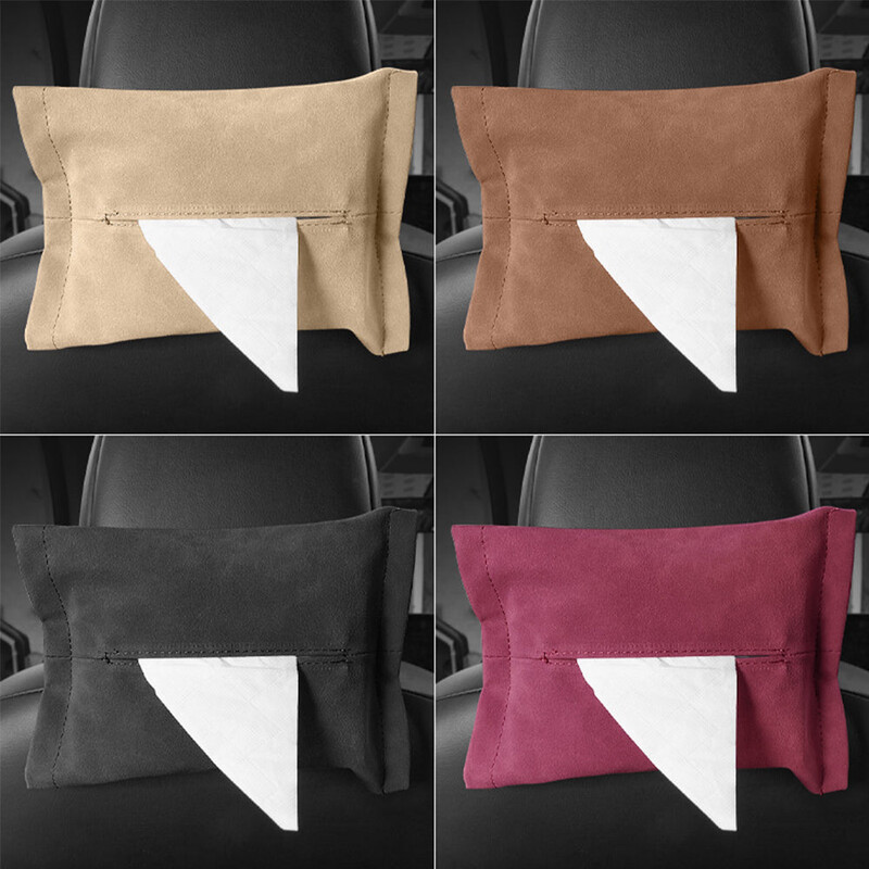 Kožená krabička na vreckovky do auta, semišová slnečná clona, závesná krabička na vreckovky do operadla sedadla, držiak na krabičky na vreckovky do interiéru, krabička na lakťovú opierku, organizér na papierové utierky