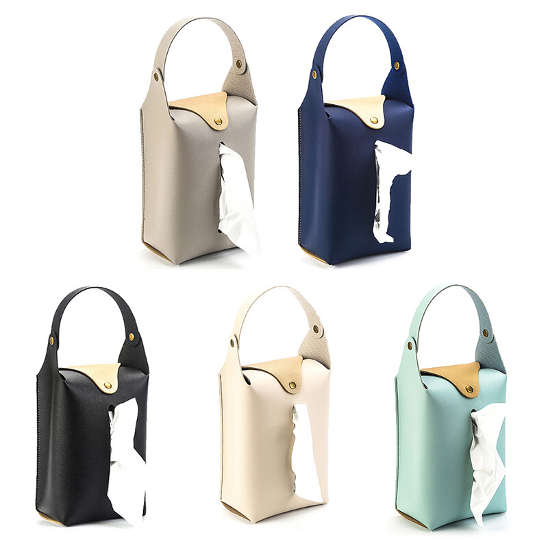 Automobilio galvos atramos audinių laikiklis Odinis popierinis rankšluosčių laikymo krepšys Šeimos kelionių organizatorius Dekoro transporto priemonės dekoravimo servetėlių dėklas