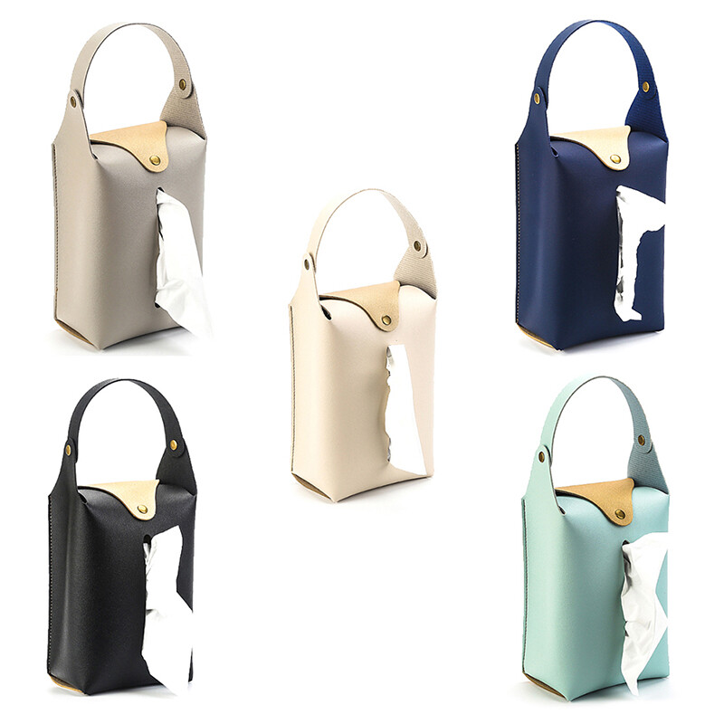 Automobilio galvos atramos audinių laikiklis Odinis popierinis rankšluosčių laikymo krepšys Šeimos kelionių organizatorius Dekoro transporto priemonės dekoravimo servetėlių dėklas