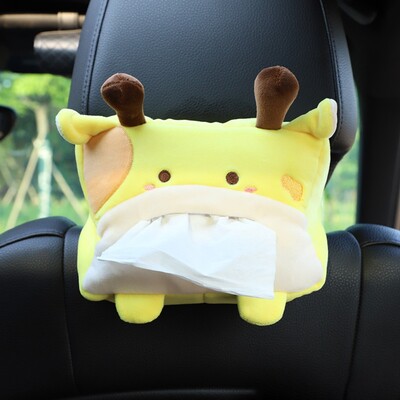 Jauka multfilma automašīnas auduma turētāja dzīvnieka plīša rotaļlieta, piekārta auduma kastīte, daudzpusīgs audu dozators