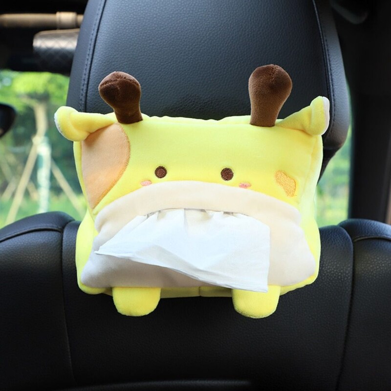 Jauka multfilma automašīnas auduma turētāja dzīvnieka plīša rotaļlieta, piekārta auduma kastīte, daudzpusīgs audu dozators