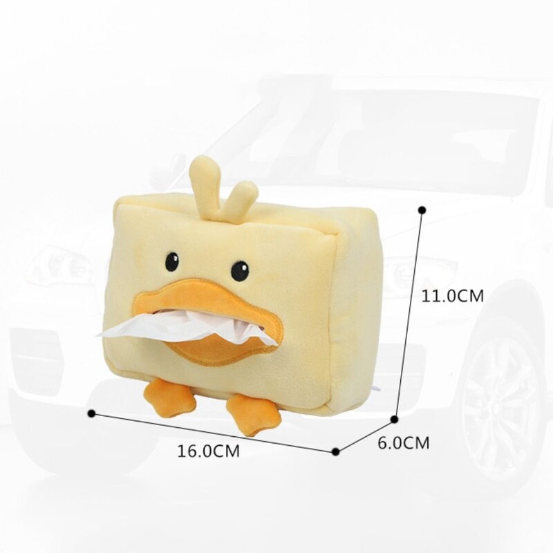 Jauka multfilma automašīnas auduma turētāja dzīvnieka plīša rotaļlieta, piekārta auduma kastīte, daudzpusīgs audu dozators