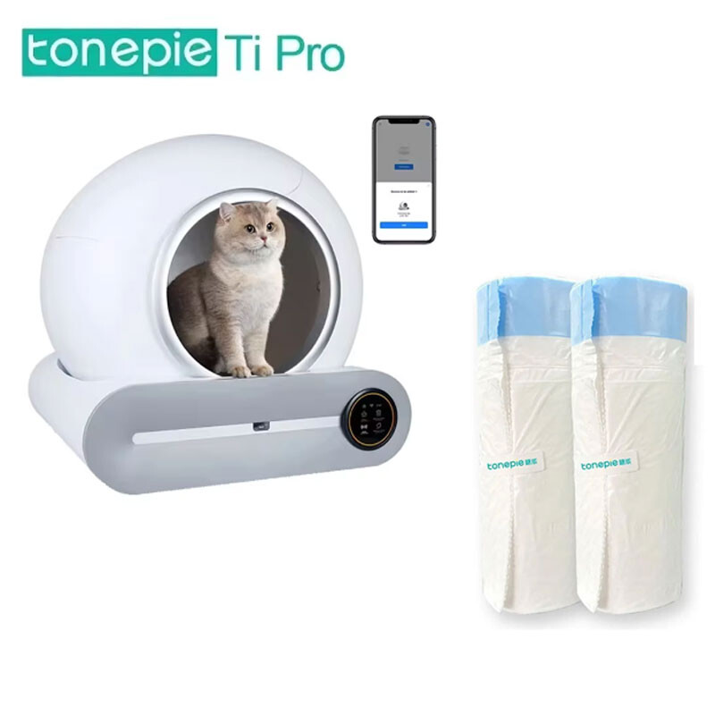 Tonepie Cutie de gunoi cu autocurățare pentru pisici Saci de caca Închidere cu șnur pentru Toaletă pentru pisici Tonepie Accesorii pentru animale de companie Doar 2 rulouri Saci de gunoi