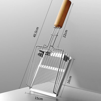 Kaķu pakaišu lāpsta nerūsējošā tērauda koka rokturis, viegli rūsējams, mazgājams kaķēnu pakaišu lāpsta kaķiem tualetes tīrīšanas lāpstas rīks