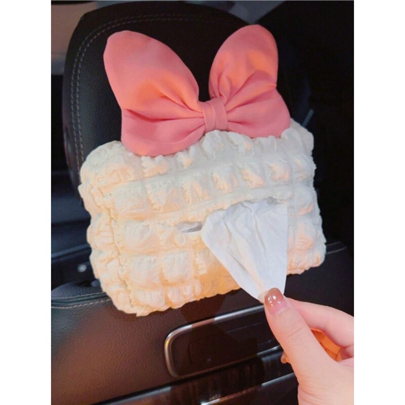 1 ks Krabička na vreckovky do auta s mašľou Krabička na vreckovky do auta Doplnky do interiéru auta