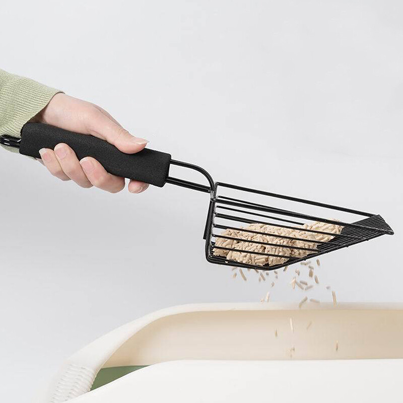 Lopatka na mačacie stelivo Kovová lopatka na mačacie stelivo Pohodlná rukoväť Naberačka pre mačky Nástroje na čistenie toaliet Nerezová lopatka na mačky