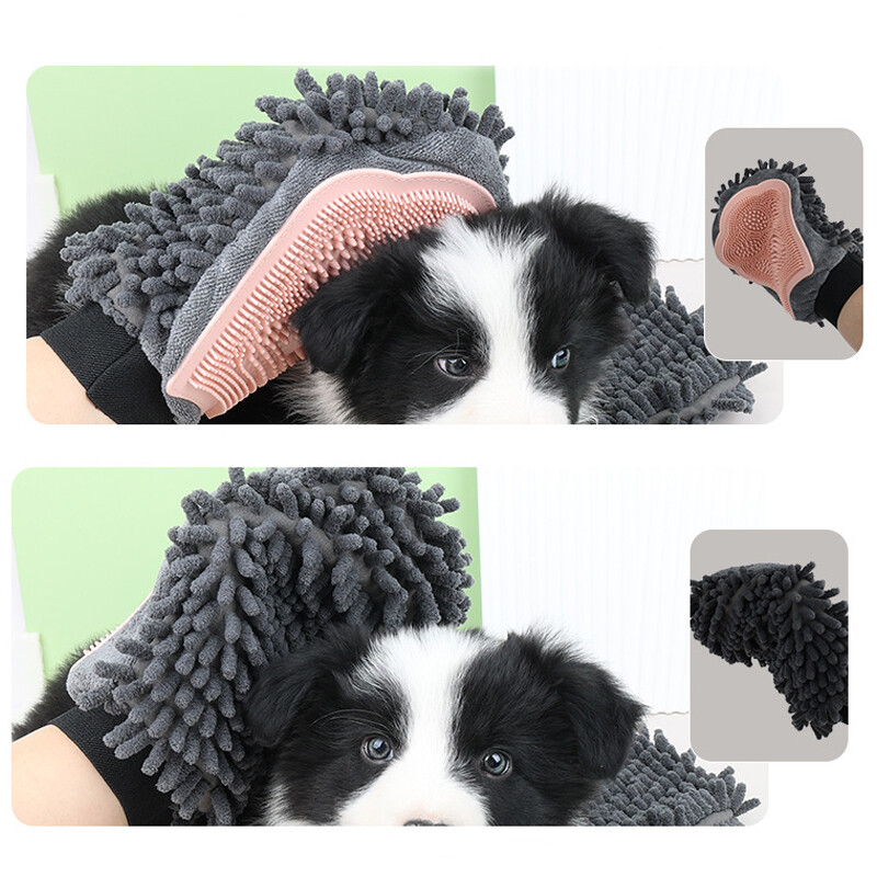 1 tk Lemmikloomade hooldamise kindad Kahepoolsed kindad Puhastus Massaaž Koerte Pesemisvann Kiiresti Imendavad vett Karvad Eemaldab Kindad Lemmikloomatooted
