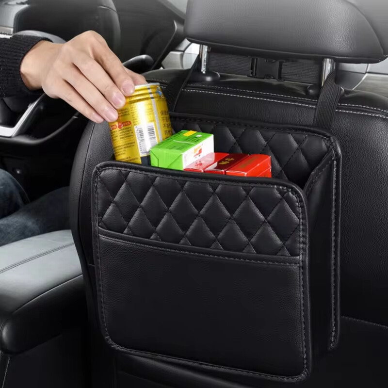 2024 m. daugiafunkcinis automobilio sėdynės laikymo krepšys, odinis laikymo krepšys, pakabinamas šiukšlių maišas, tinka daugeliui automobilių modelių