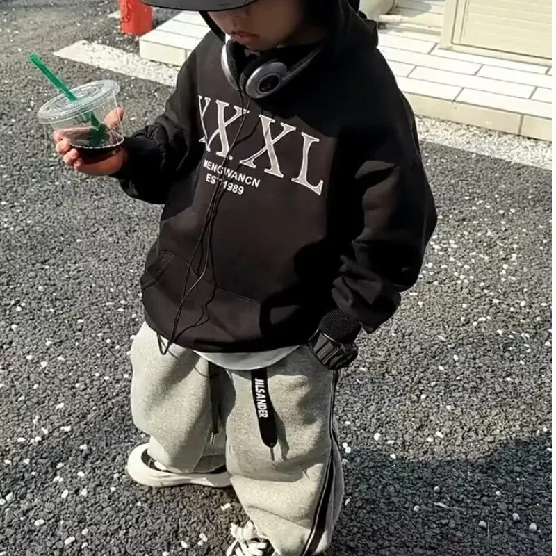 Vaikiškos rudens kolekcijos sportiniai kelnės pilkos šoninės juostelės laisvalaikio kulkšnies kelnės berniukams mažiems laisvos kirpimo kelnės