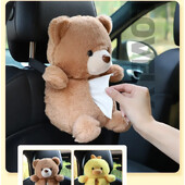 Car Tissue dėžutė pliušinis mielas animacinis meškiukas anties sėdynės atlošas pakabinamas stalčiaus dangtelis Lady car Creative dekoro servetėlių dėžutė