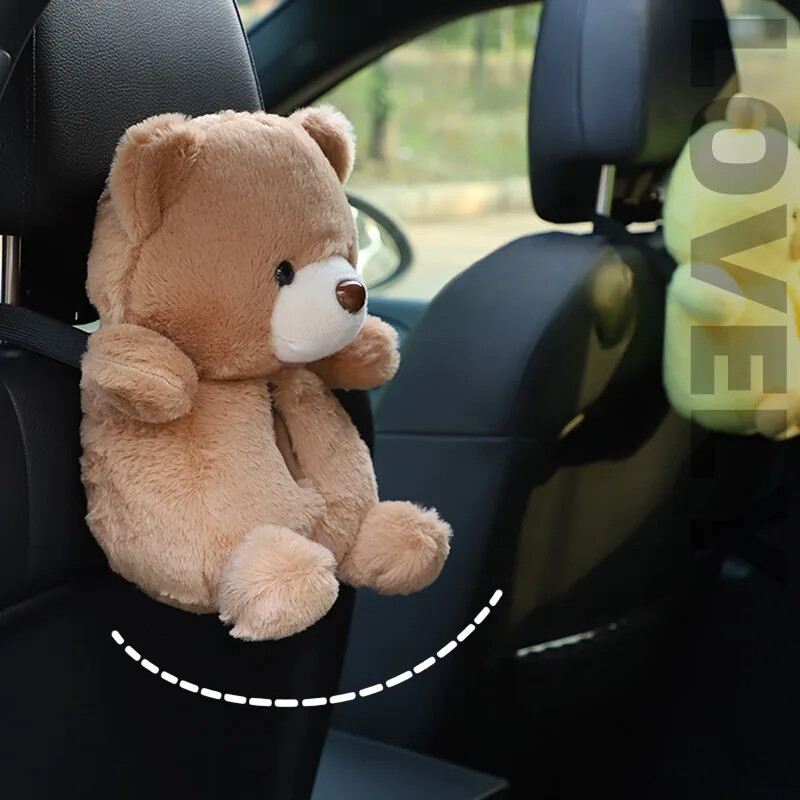 Car Tissue dėžutė pliušinis mielas animacinis meškiukas anties sėdynės atlošas pakabinamas stalčiaus dangtelis Lady car Creative dekoro servetėlių dėžutė