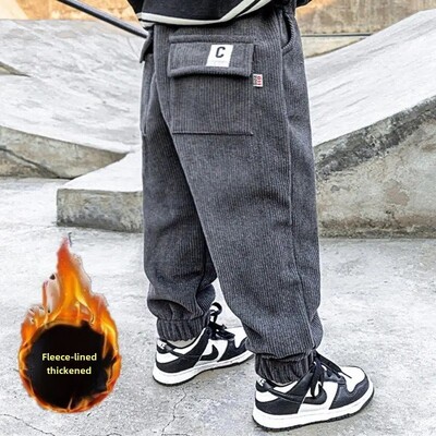 Παιδικό παντελόνι με φλις επένδυση Νέου στυλ Παντελόνι με βαμβακερή βάτα Ενσωματωμένο βελούδινο παχύ παντελόνι ανάπαυσης για αγόρια