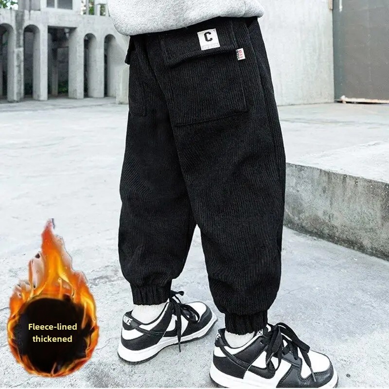 Παιδικό παντελόνι με φλις επένδυση Νέου στυλ Παντελόνι με βαμβακερή βάτα Ενσωματωμένο βελούδινο παχύ παντελόνι ανάπαυσης για αγόρια