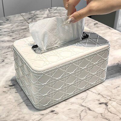 Нова кутия за кърпички с шарка от ратан Кутия за хартиени кърпи за всекидневна Настолна кутия за кърпички Кутия за кърпички за кола Кутия за тоалетна кърпичка