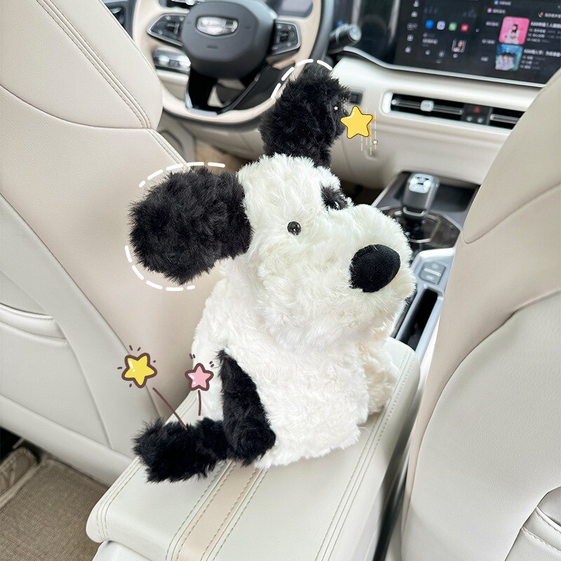 Pliušinė automobilio audinio dėžutė Animacinis filmas Mieli gyvūnai Maži šunys Porankiai Automobilio siurbimo dėžutė Automobilio sėdynės nugarėlė Kabantis audinių maišelis Automobilio priedai