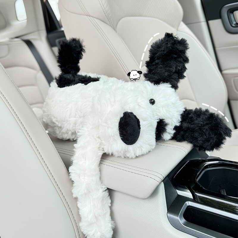 Pliušinė automobilio audinio dėžutė Animacinis filmas Mieli gyvūnai Maži šunys Porankiai Automobilio siurbimo dėžutė Automobilio sėdynės nugarėlė Kabantis audinių maišelis Automobilio priedai